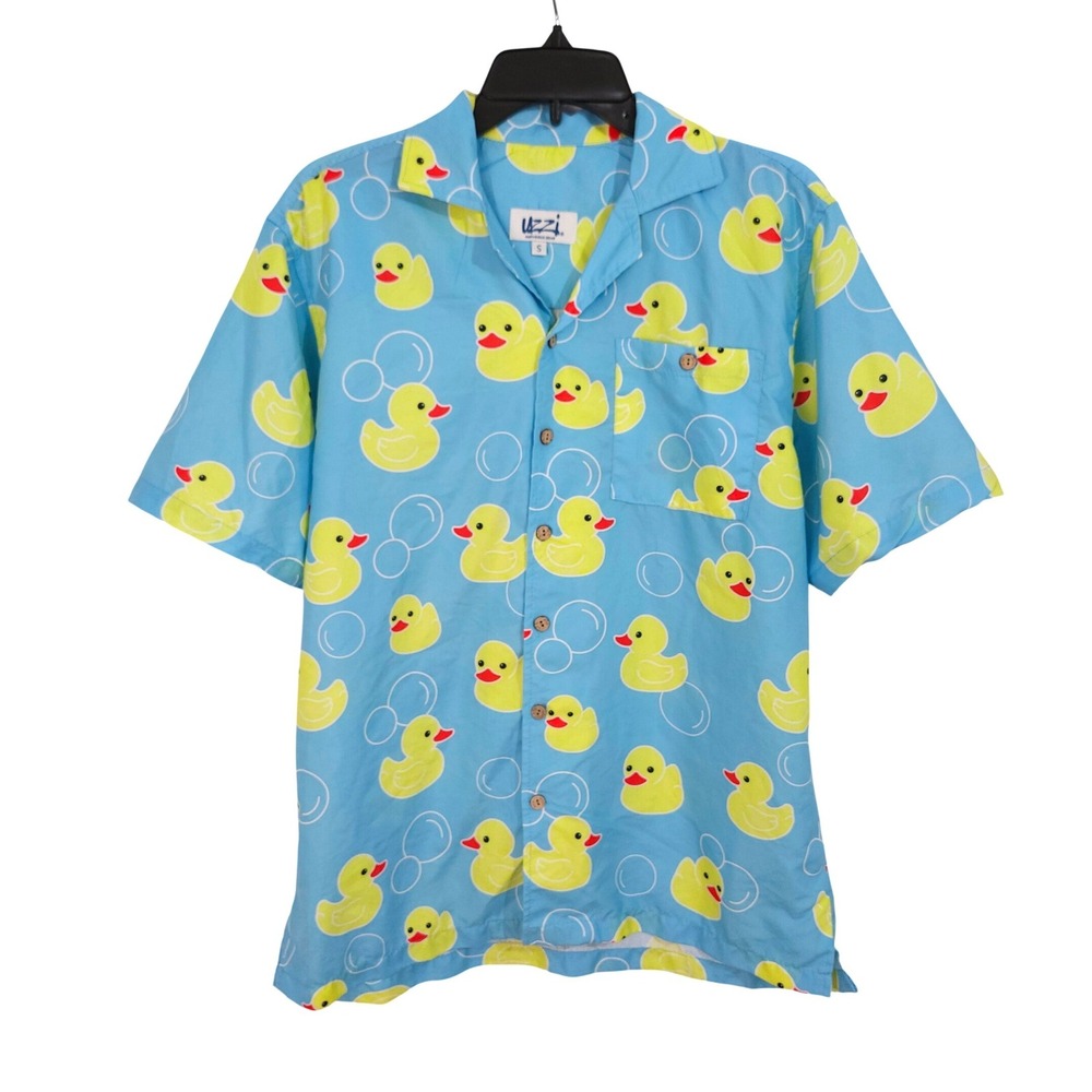 Uzzi Amphibious Gear Rubber Ducky Bubble Print Shirt Mens Small Blue HP103